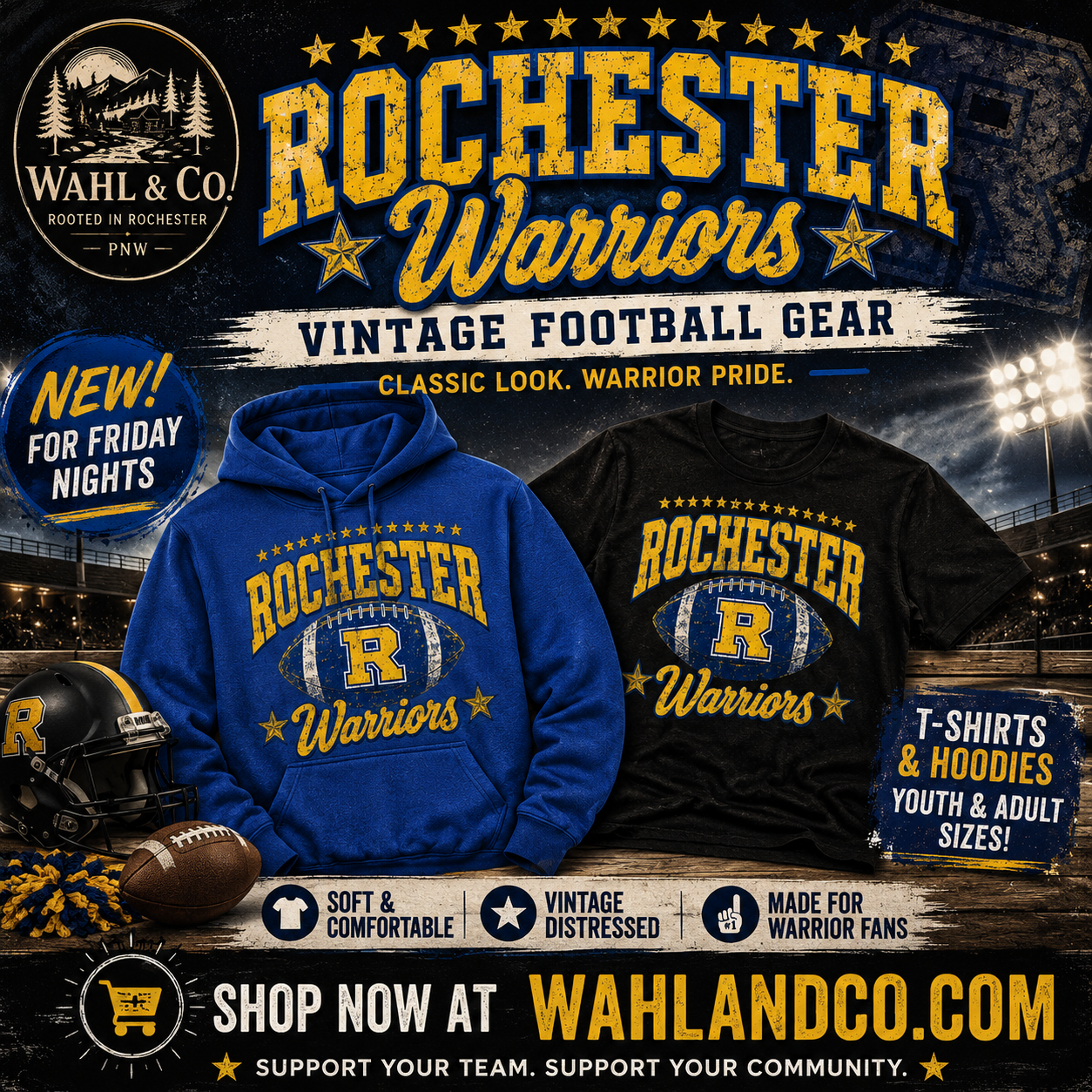 Warrior Football Vintage Sweatshirts - Adult Sizes