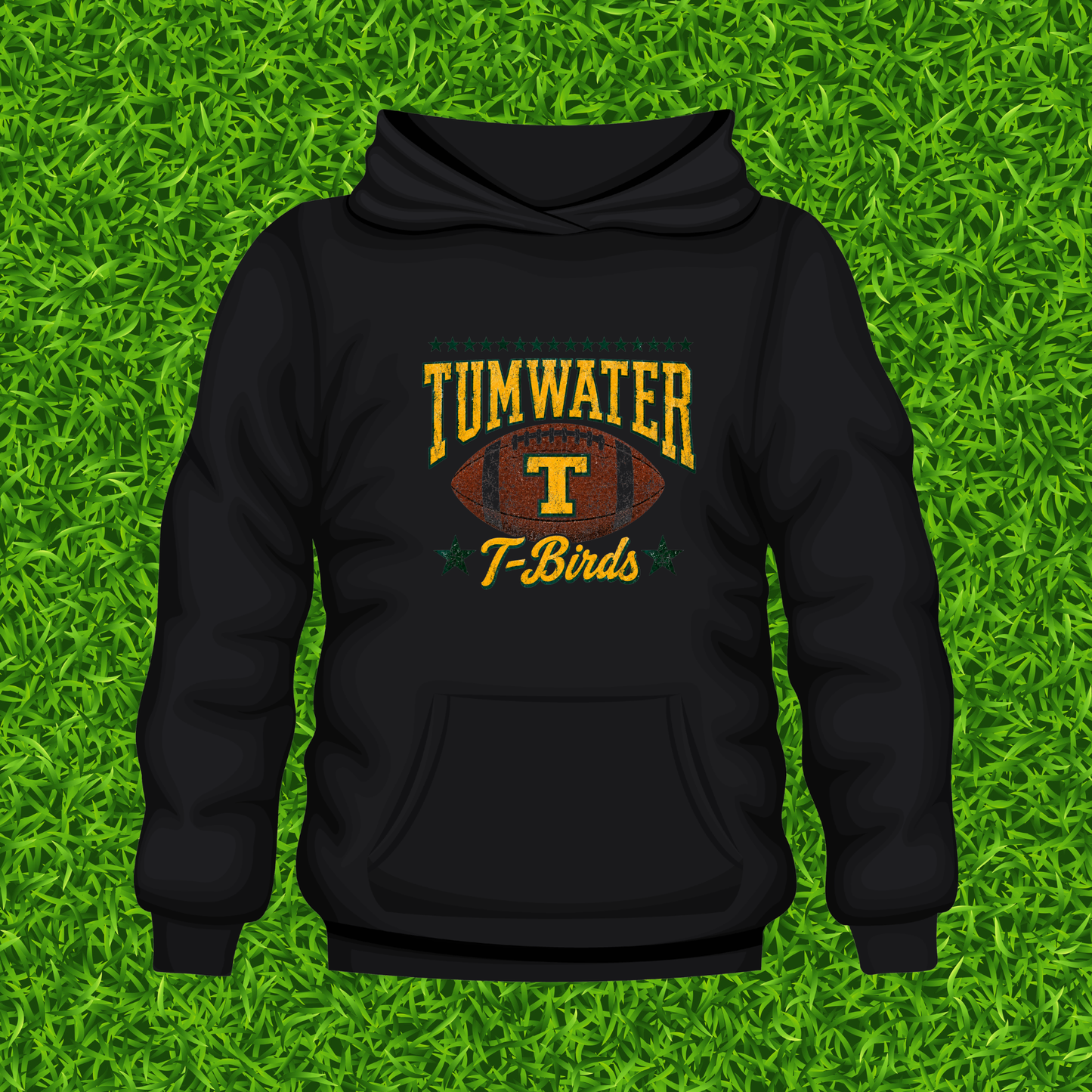 Tumwater T-Birds Vintage Football Black Hooded Sweatshirt
