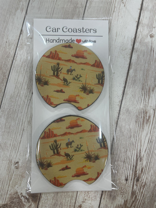 Car Coasters - cowboy desert