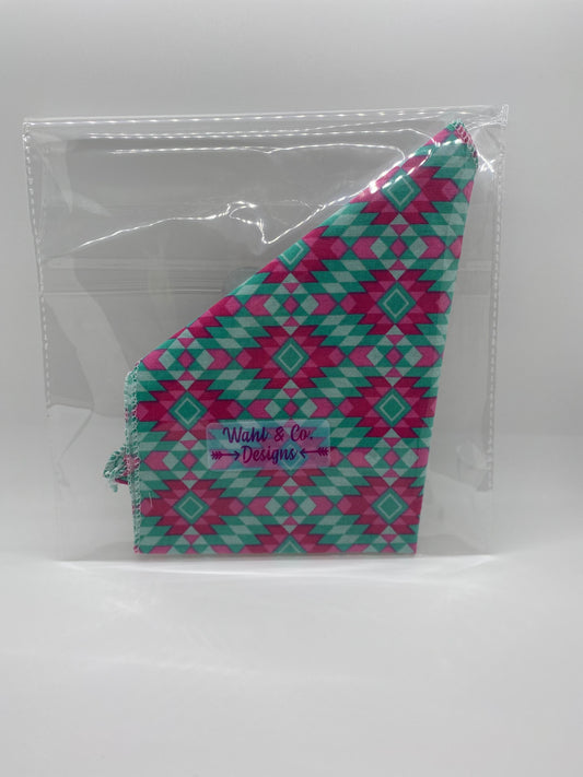 Hot Pink and Teal Aztec Dog Bandana