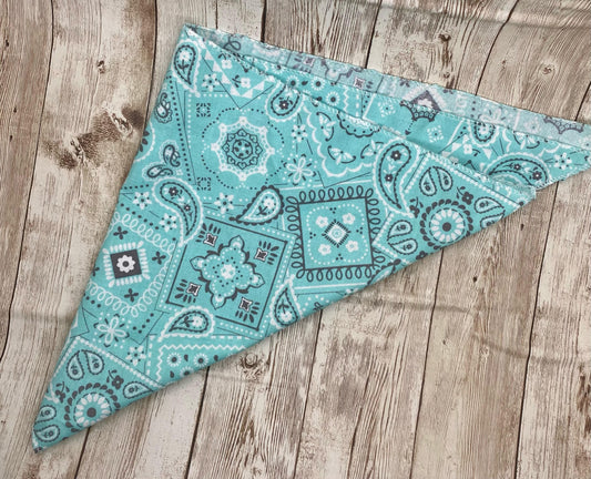 Sky Blue Paisley Print Dog Bandana