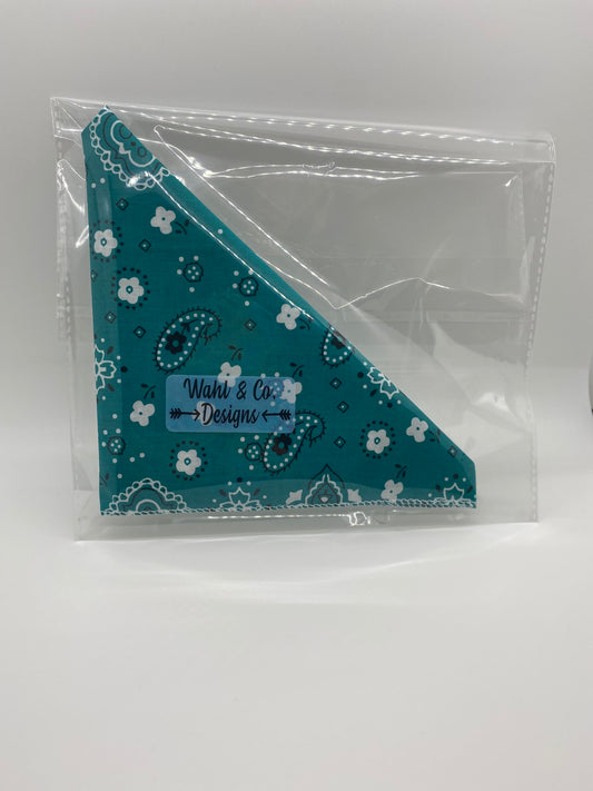Teal Paisley Print Dog Bandana