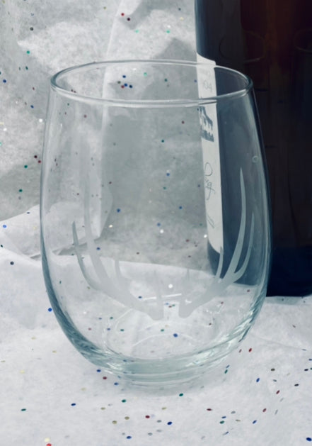 Etched Antler wine glasses